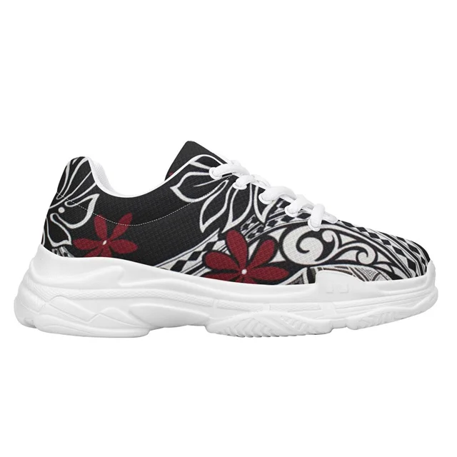 

Polynesian Traditional Tribal Print Women Sneakers Wholesale Cheap Daily Used Shoes For Girls Fashionable Chunky Sneakers