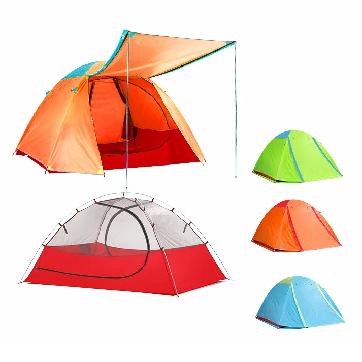 

OEM logo foldable ultralight 2 persons aluminum pole outdoor hiking backpacking double layer camping winter tent with vestibule, Customized color