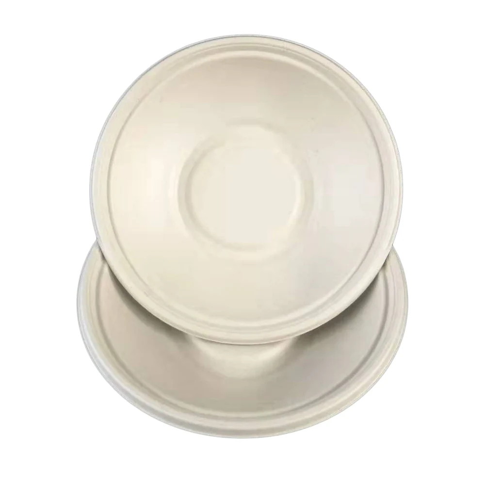 

Disposable compostable paper bowls health 32 OZ bagasse tableware, White or light yellow