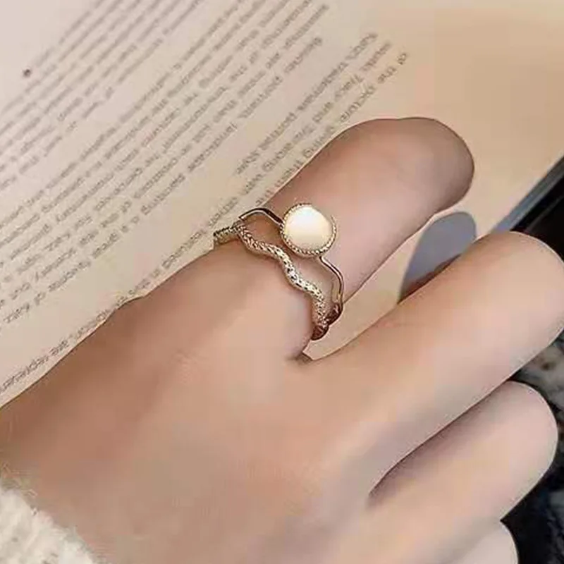

Exquisite Irregularity 14K Gold Plated With Crystal Opening Adjustable Ring For Women