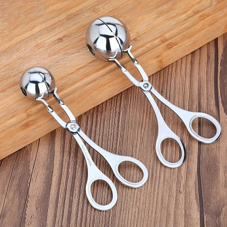 

Stainless Steel Food Kitchen Meatball Maker Tongs, Silver