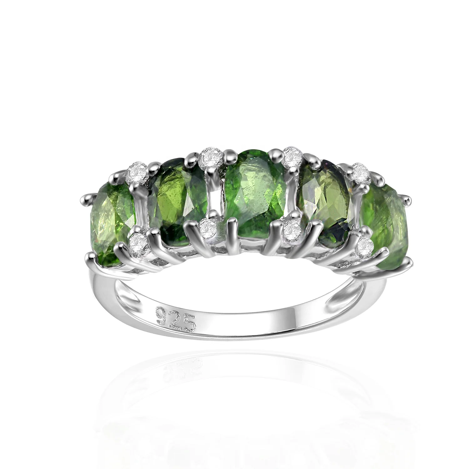 

Abiding Fashion Popular New Design Bling 925 Sterling Silver Natural Chrome Diopside Ring