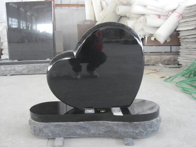 
black granite headstone tombstone, polished heart shaped design,baby tombstone 