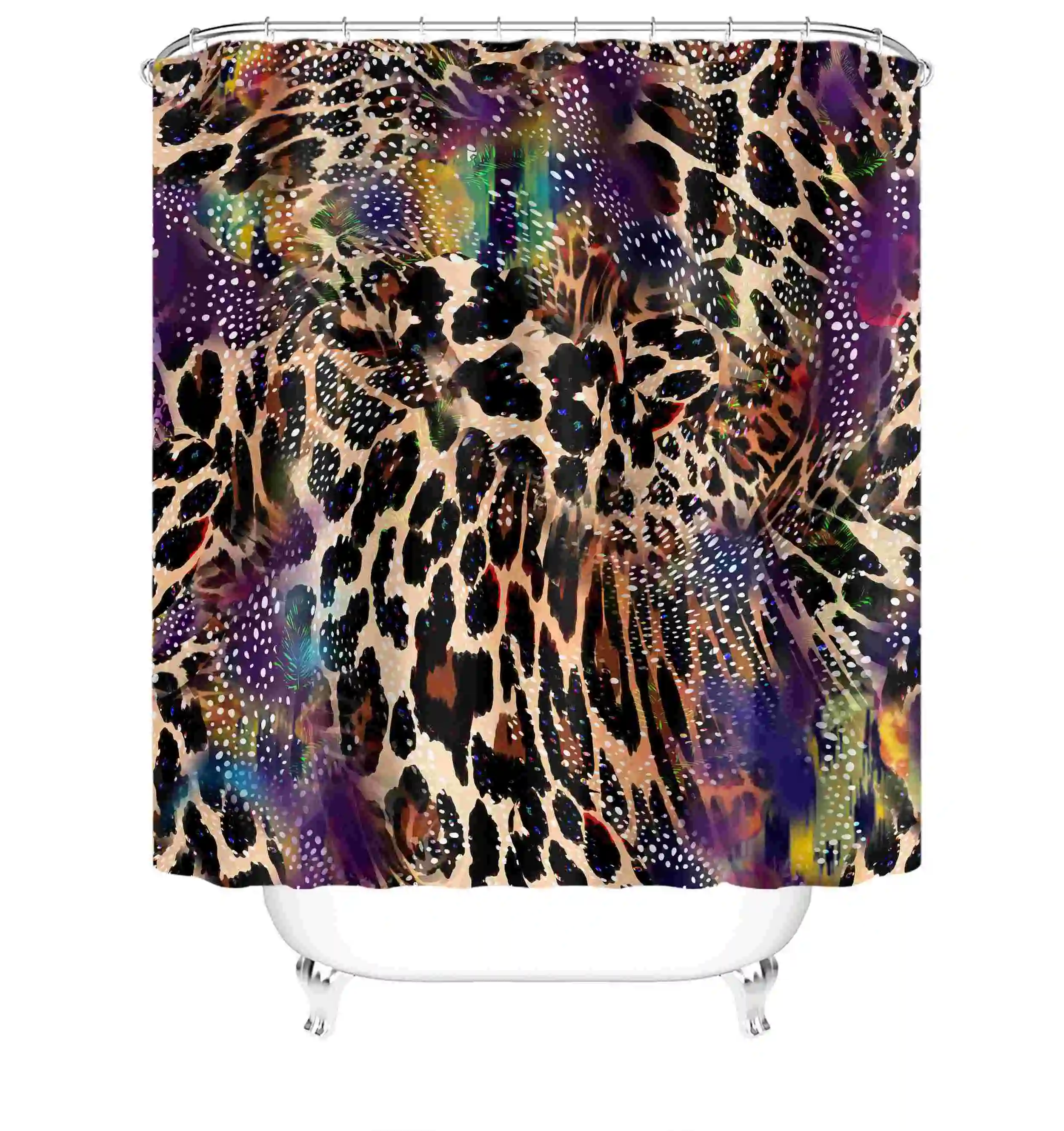 

Mass shipment custom waterproof 3d Leopard Print animals bathroom shower curtain
