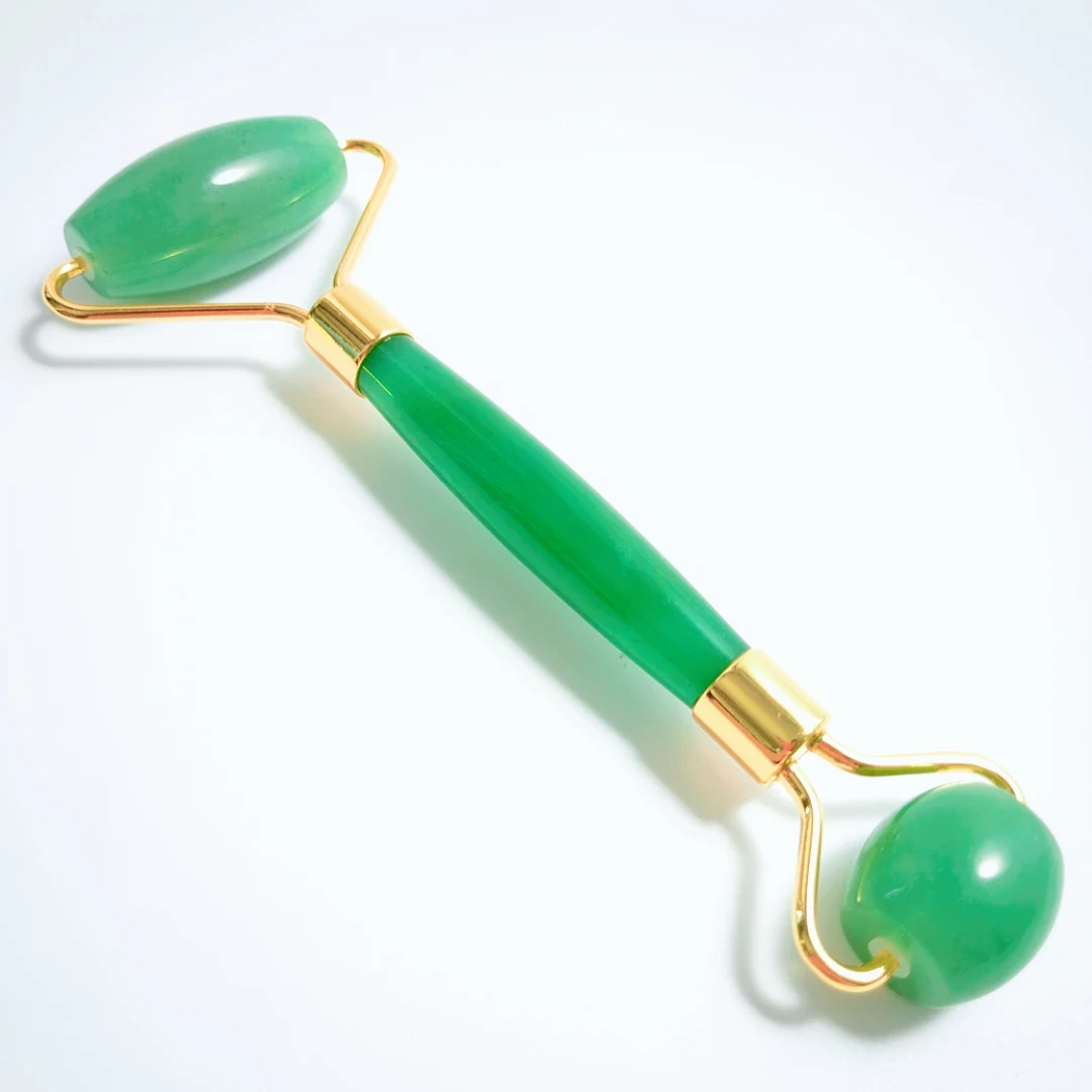 

100% natural jade face roller natural green aventurine gemstone jade roller bed facial roll massage tool