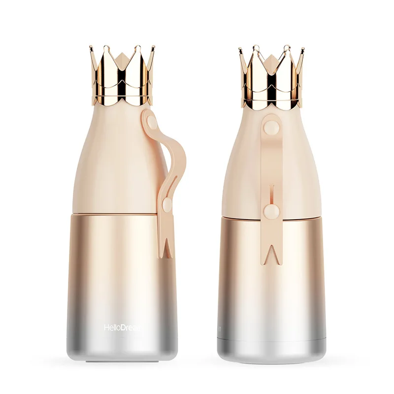 

240/350ml Stainless Steel Double Walled Vacuum Thermal Cup Mug Royal Queen Water Cup with Crown Lid