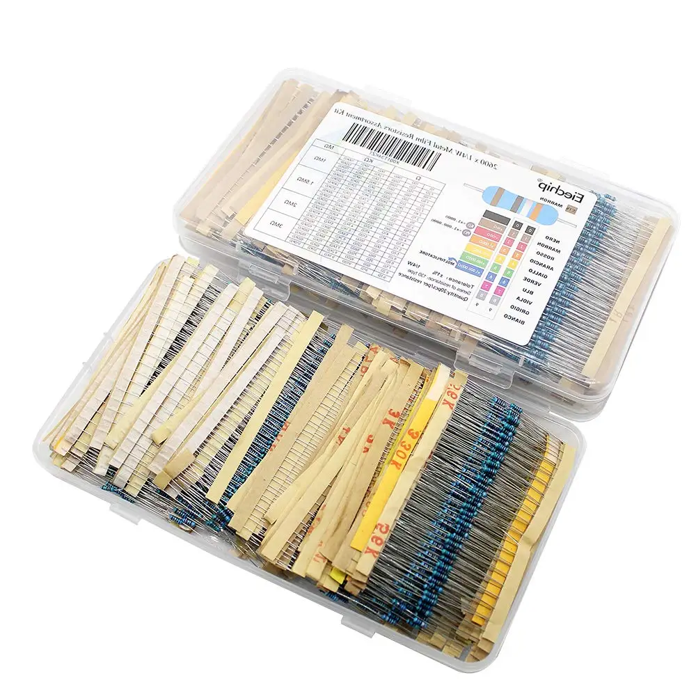 

Eiechip2600pcs/lot 130 Values 1/4W 0.25W 1% Metal Film Resistors Assorted Pack Kit Set Lot Resistors Assortment Kits Fixed
