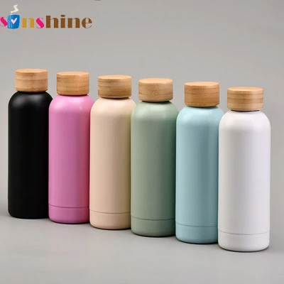 

custom 500ml Colorful vacuum Insulated Stainless steel thermos flask 17oz sports bamboo lid dropshipping water bottle, Black,white,green,pink,blue
