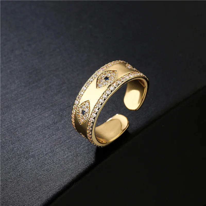 

SL-AG9011153 Women fashion jewelry Copper 18k plated eye zircon gold Resizable ring