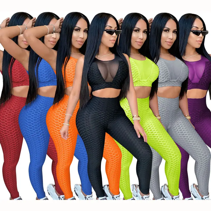 

FS3035A women's sexy gauze weight loss exercise suit yoga pants set