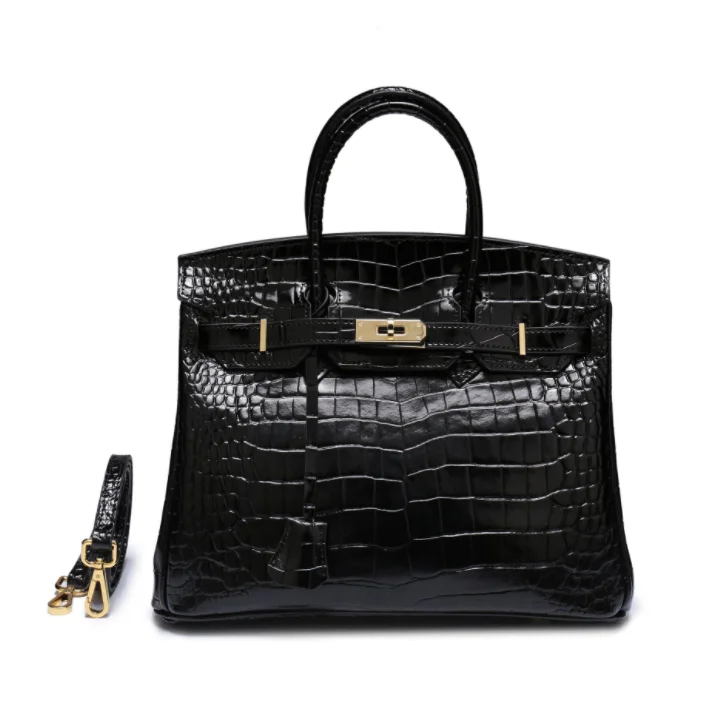 

Classic alligator print platinum atmospheric cowhide one-shoulder handbag