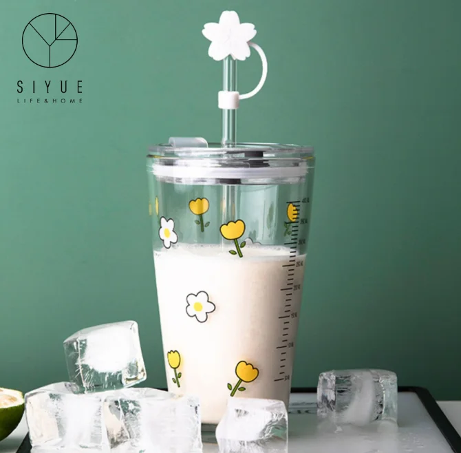 

Japanese Style High-value Straw Glass Home Office Cute Double Glass Cups 3050, Transparent