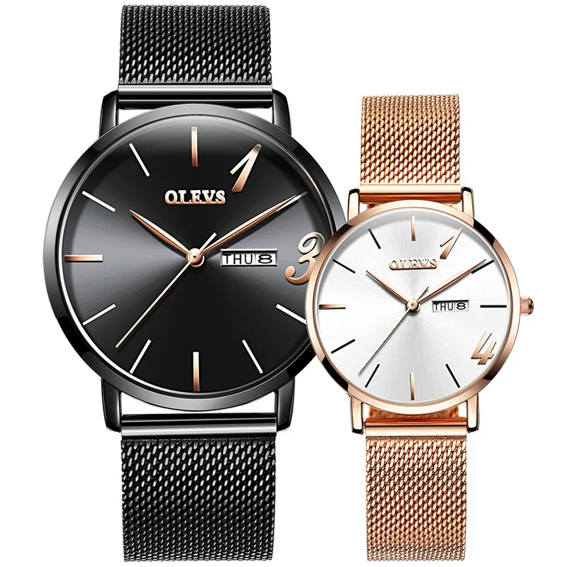 

OEM ODMOLEVS Brand Fashion Simple 1314 Couple Timepiece Quartz WristWatch Water Resistant Feature Alloy Material Watch For Lover