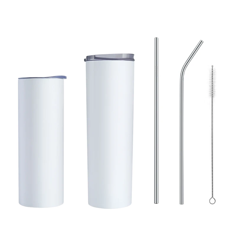 

Wholesale Metal Straw Water Bottles White Sublimation Blank Mug Skinny Tumbler Stainless Steel Vacuum Cup, White color