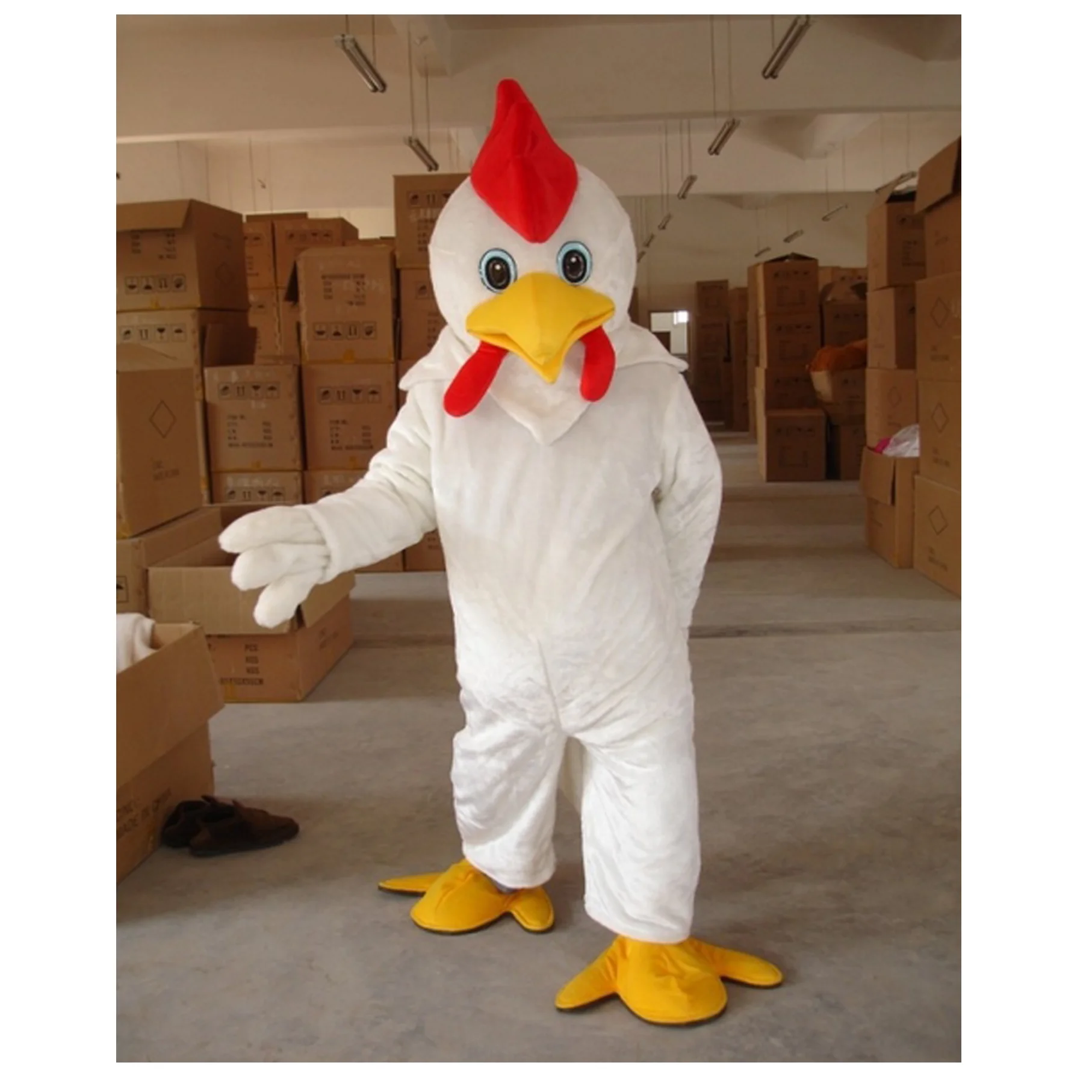 

Free Shipping!White adult cock plush walking costume, rooster costume for sale