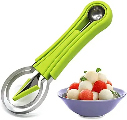 

Fruit Carving Tools 3 In 1 Set Stainless Steel Fruit Scooper Seed Remover Melon Baller