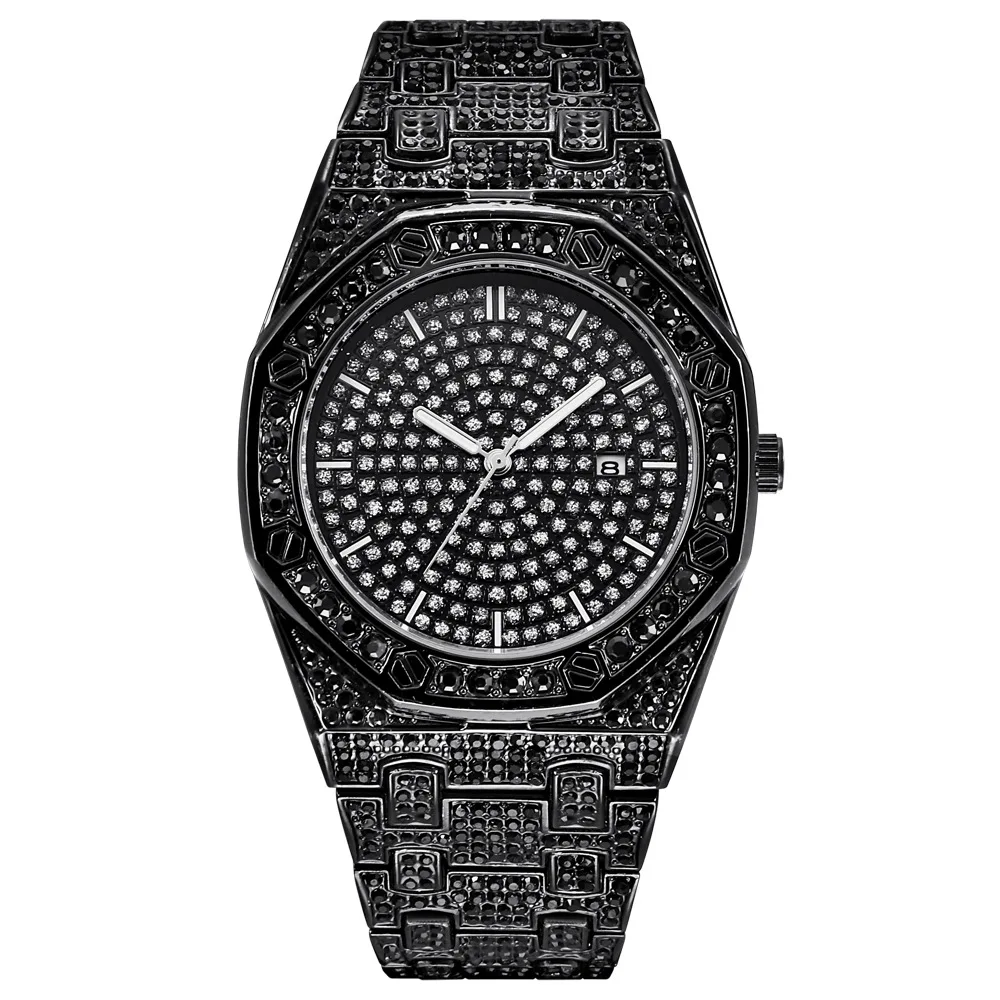 

Cheap Price Gift for Men Reloj Para Mujer Full Iced Out Black Watch Men Rhinestone Wristwatch Unique Dropshipping Diamond Watch