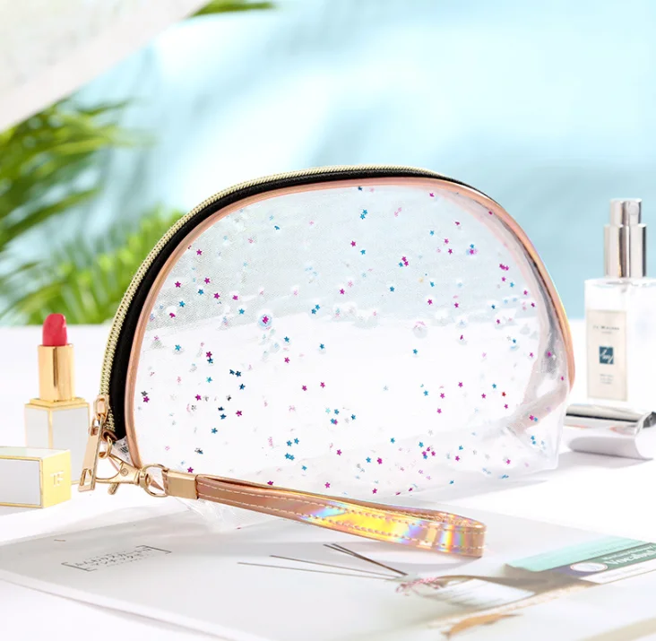 

Dumplings Women Pvc Transparent Clear Tpu Sequins Makeup Cosmetic Bag, Assorted