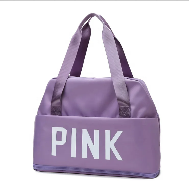 

Wholesale big capacity expanding gym duffel bag women pink travel bag with wet pocket spinnanight overnight tote bag