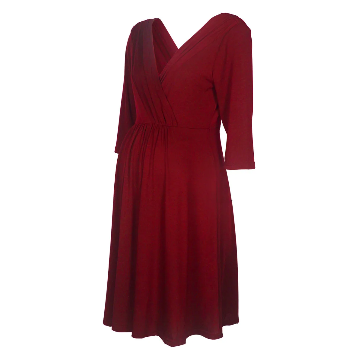 

maternity clothing dress Haft Sleeve Sexy V Neck Solid Color Pregnancy Nursing Dress Breastfeeding Clothing Career Tshir Dresses, Red/blue/black