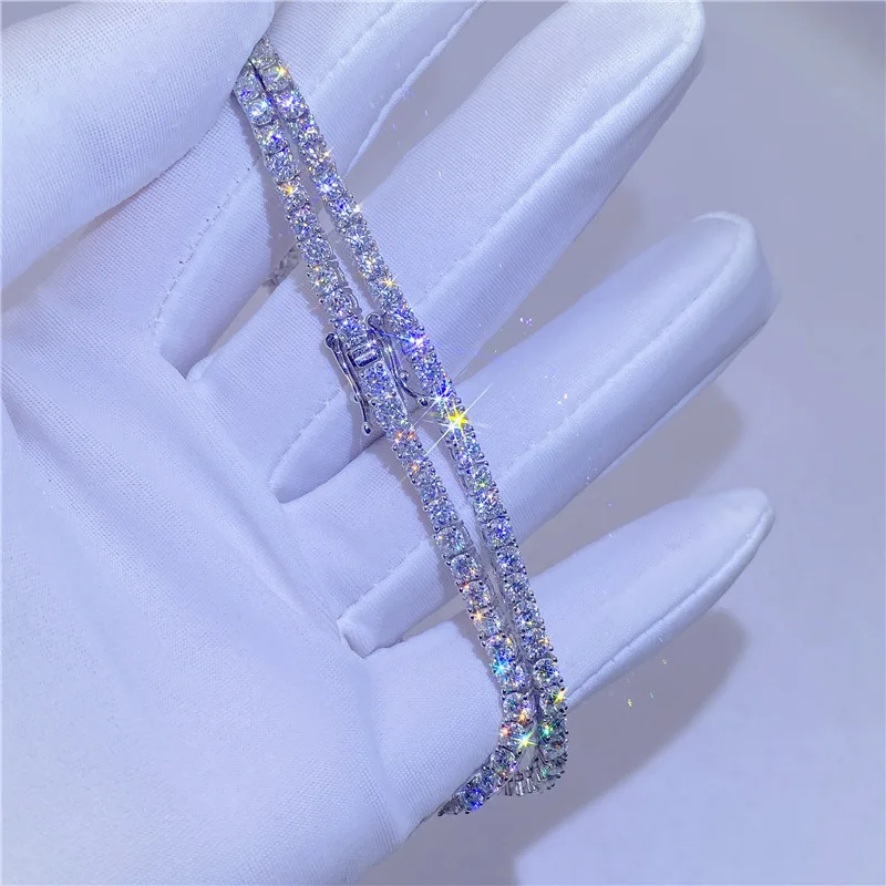 

Hip hop iced out 2mm quality jewelry pass diamond tester s925 sterling silver d color vvs moissanite diamond tennis bracelet