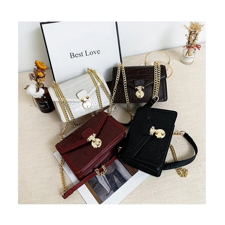 

Luxury Brand Women Crocodile Pattern Handbags Trendy Designer Lock Messenger Bags Small PU Chain Shoulder Bags Female Clutch