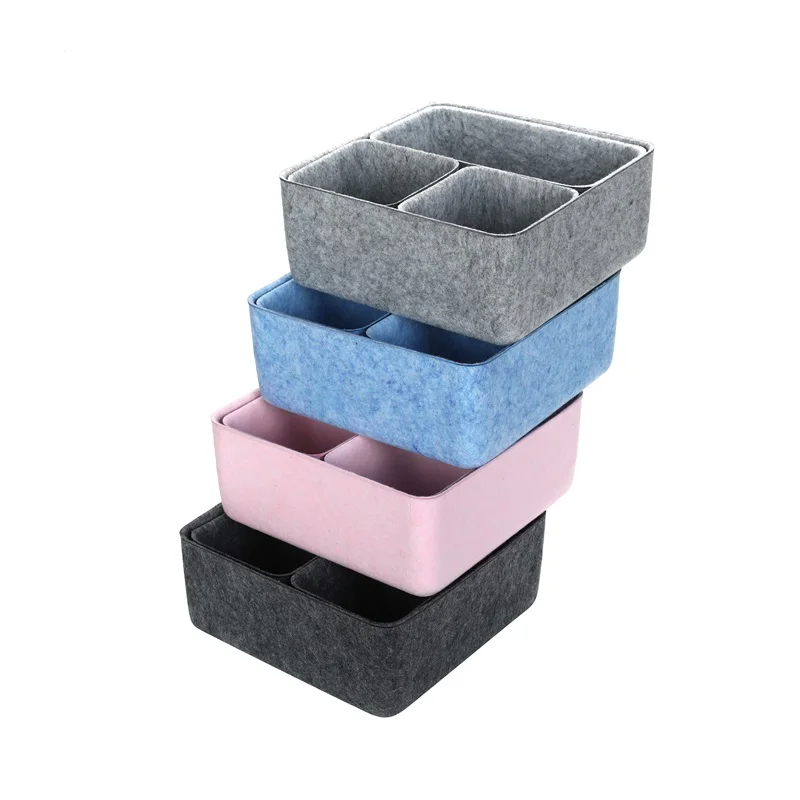 

Integrated felt storage box 4-piece set table finishing storage container environmentally friendly material storage box