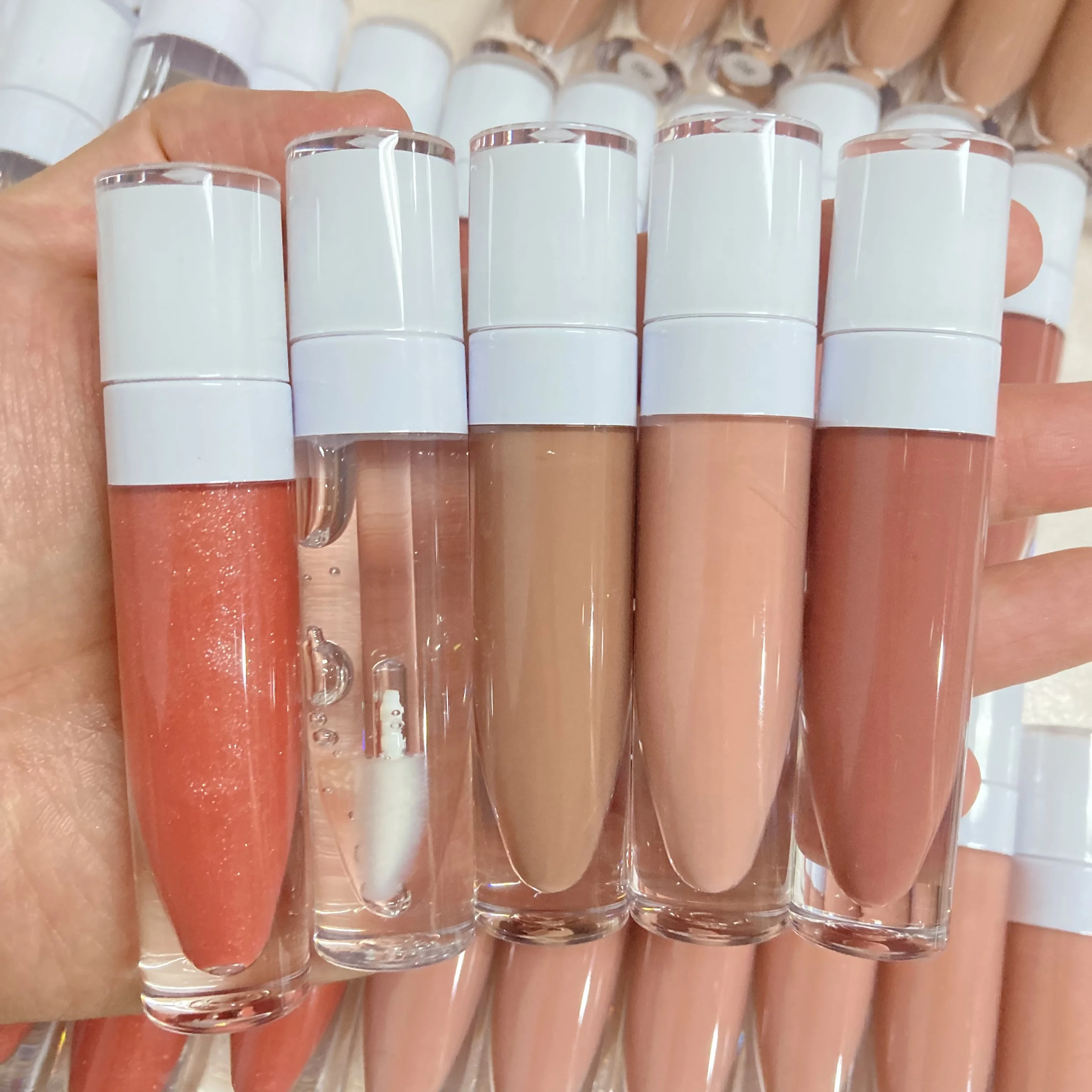 

Make your own lipstick vegan lip glosses tubes 30 color nude glitter lip gloss private label