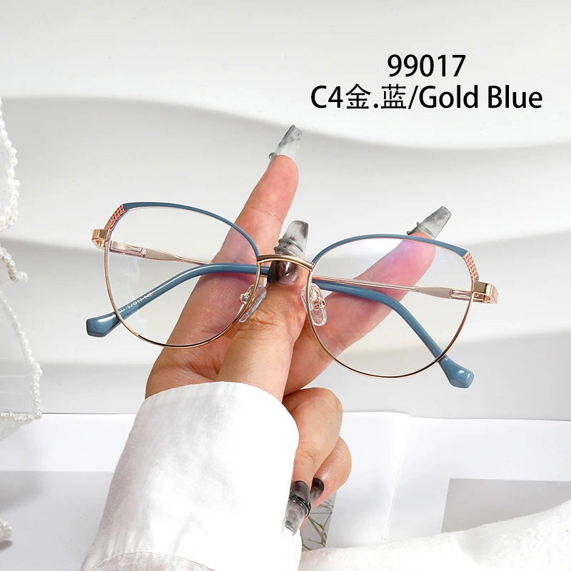 Fashion Luxury Female Eyeglasses Frames Metal Optical Glasses Frames Blue Light Blocking Metal Eyeglasses
