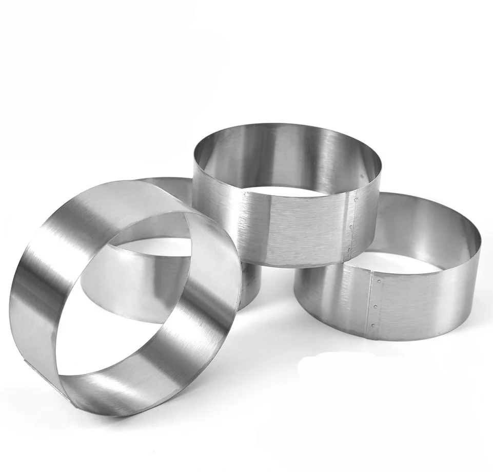 

4pcs/set Hot Sale 8/10 cm Stainless Steel Mousse Cake Ring Mold 4 inch Round Shape Cake Mold Baking Tools, As picture
