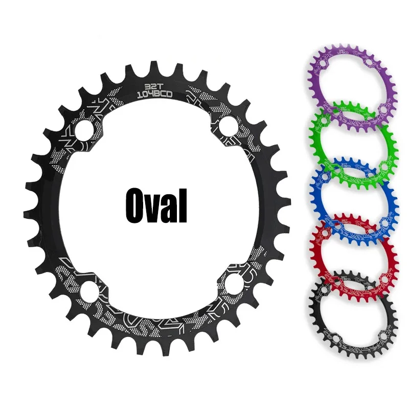 

104BCD Oval Narrow Wide Chain Ring MTB Mountain Bicycle 32T 34T 36T 38T Crown Crankset Single Tooth Plate Parts Bike Chianring, Optional