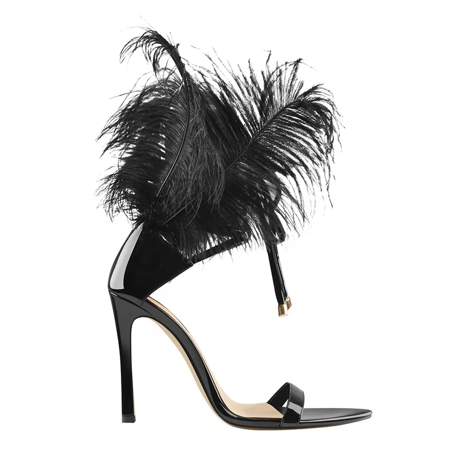 

Open Toe Feather Back Lace Up Stiletto Heel Women Sandals New Design 2020 Fashion