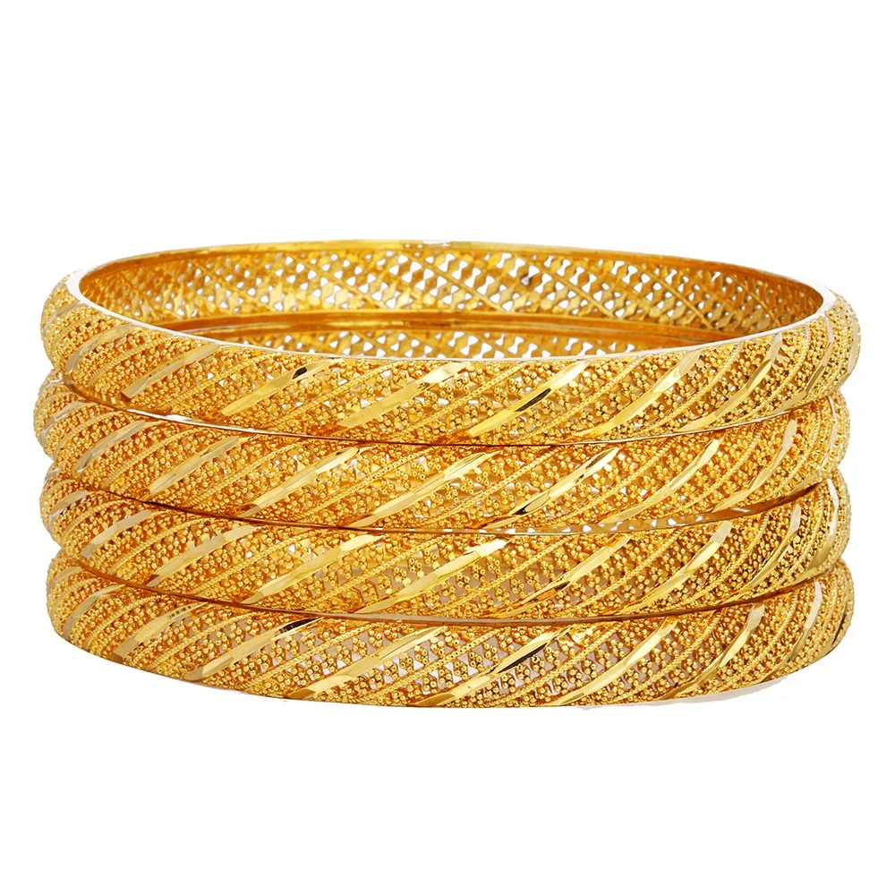 

Ethlyn (1 pcs )Fashion 18k Gold Plated Wedding Bangles for Women Bride Bracelets Ethiopian/France/African/Dubai Jewelry B214