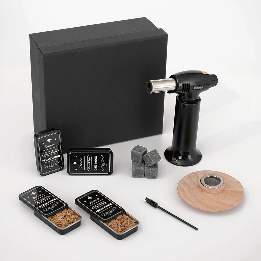 

Hot Sale High Quality Wood Cocktail Smoker Kit 6 Pieces Whiskey Smoked Gift Box Kits