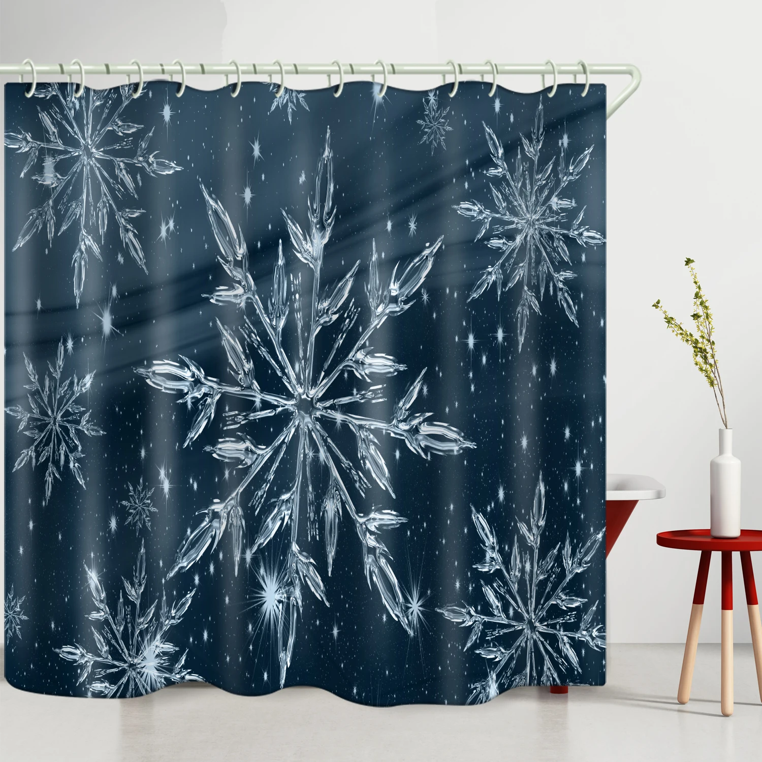 

Transparent ice crystal snowflake theme can be shipped within 3-5 days, bathroom decorative curtains, waterproof shower curtain, Picture