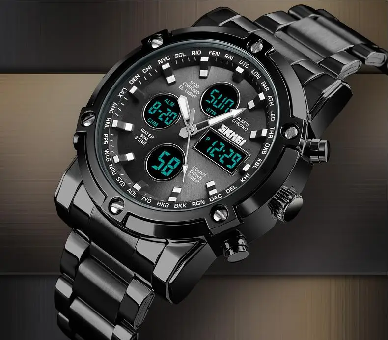

New Arrival 2020 Skmei 1389 Stopwatch Man Watches Sports Digital Waterproof Wristwatches Luxury 3Time Men Watch, 4colors