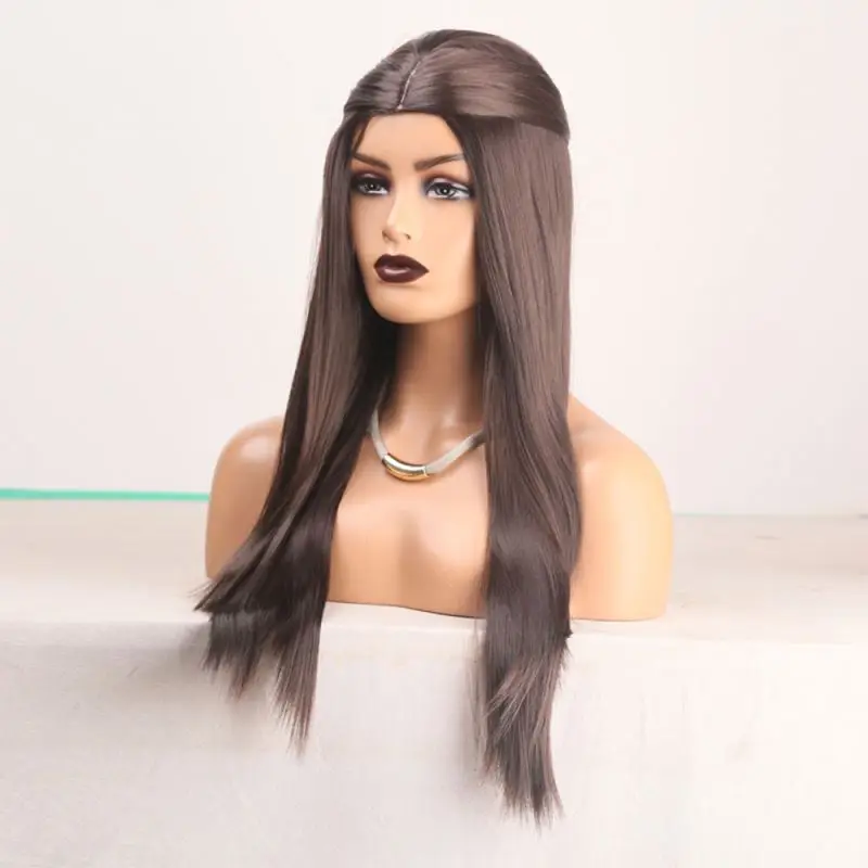 

New Ladies Long Straight Hair Wig Female Chemical Fiber Wig Brown Hair Wig Wholesale Hair Cover