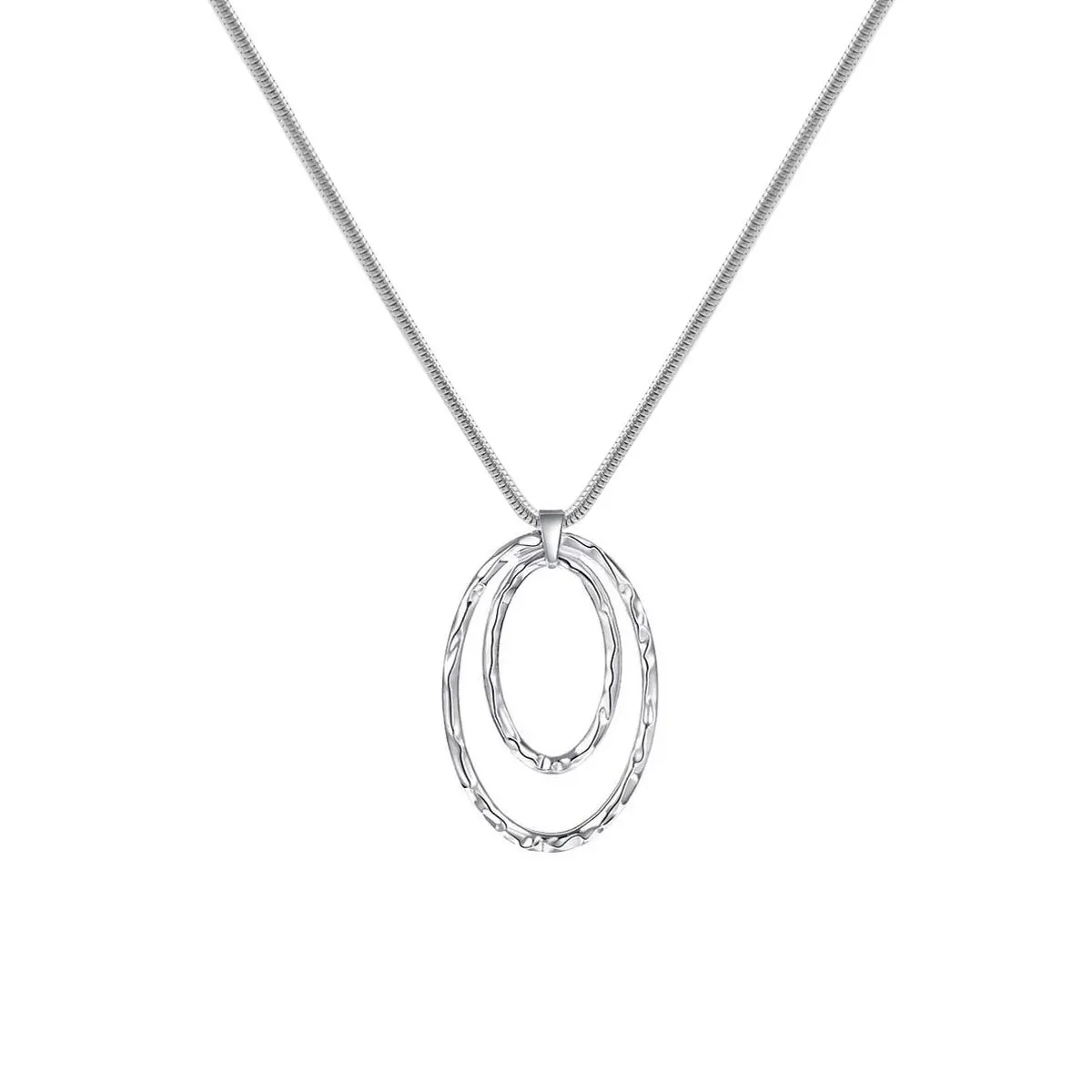 

Vintage Snake Chain Personalized Hammered Double Circle Pendant Necklace For Women