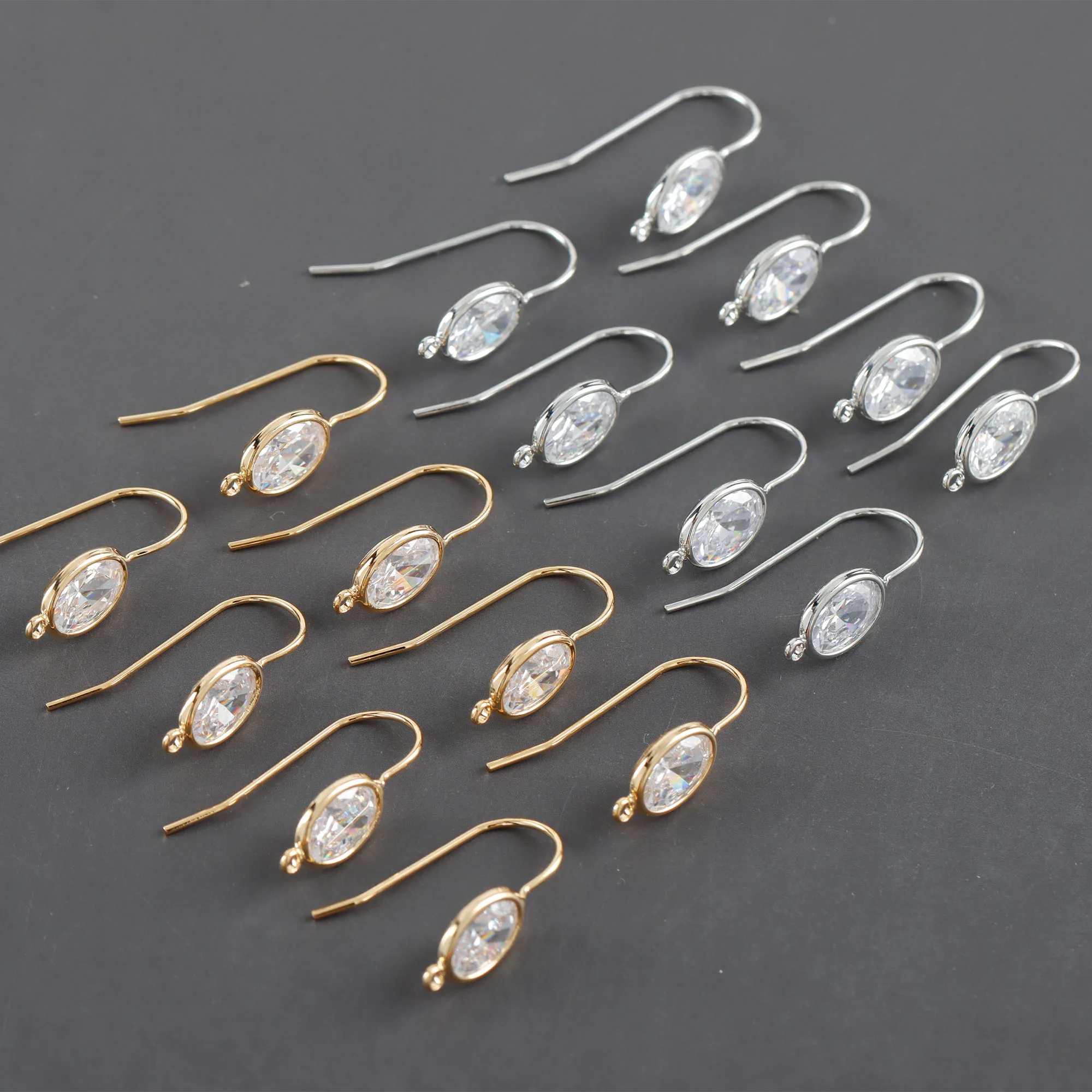 M1060 10pcs/lot Wholesale Gold Silver Color Metal Zircon Diy Earrings Hooks in Bag for Jewelry Making Accessories