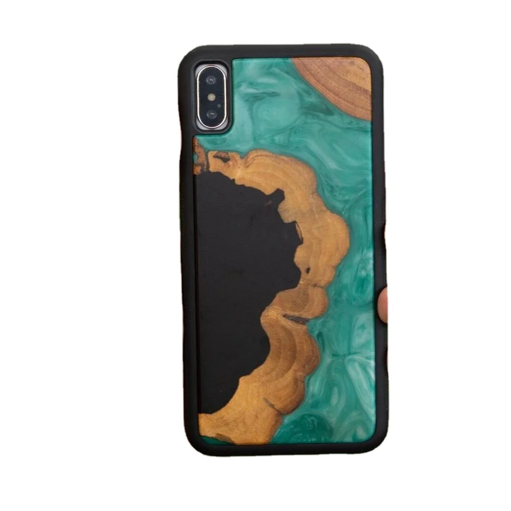 

Recycled 2 In 1 Shockproof Mobile Phone Bags Natural Resin Wooden Protective Cover For IPhone 12