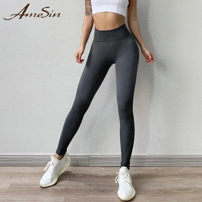 

AMESIN New Arrival High Waist Pure Color custom made yoga pants Sexy Tight Women Yoga Pants Leggings, Black, grey, navy