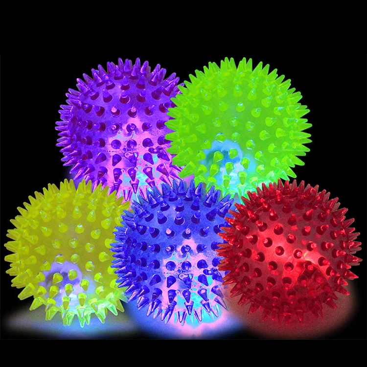 

High Quality Squeaky Bouncing Rubber Bite Resistant Led Spiky Dog Pet Ball, Yellow, orange, pink, green, blue, purple