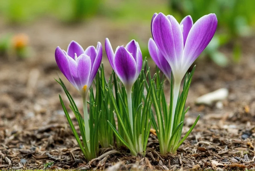 Crocus sativus plant showing purple flowers and red stigmas ready for harvesting