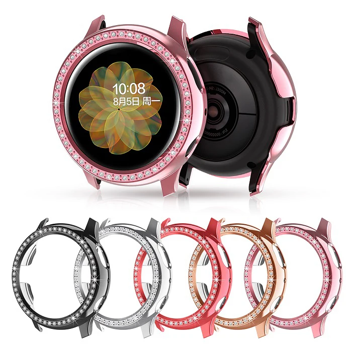 

for Samsung Galaxy Watch Active 2  Bumper Cover Women Bling Frame Diamond PC Watch Protective Case, 6 colors