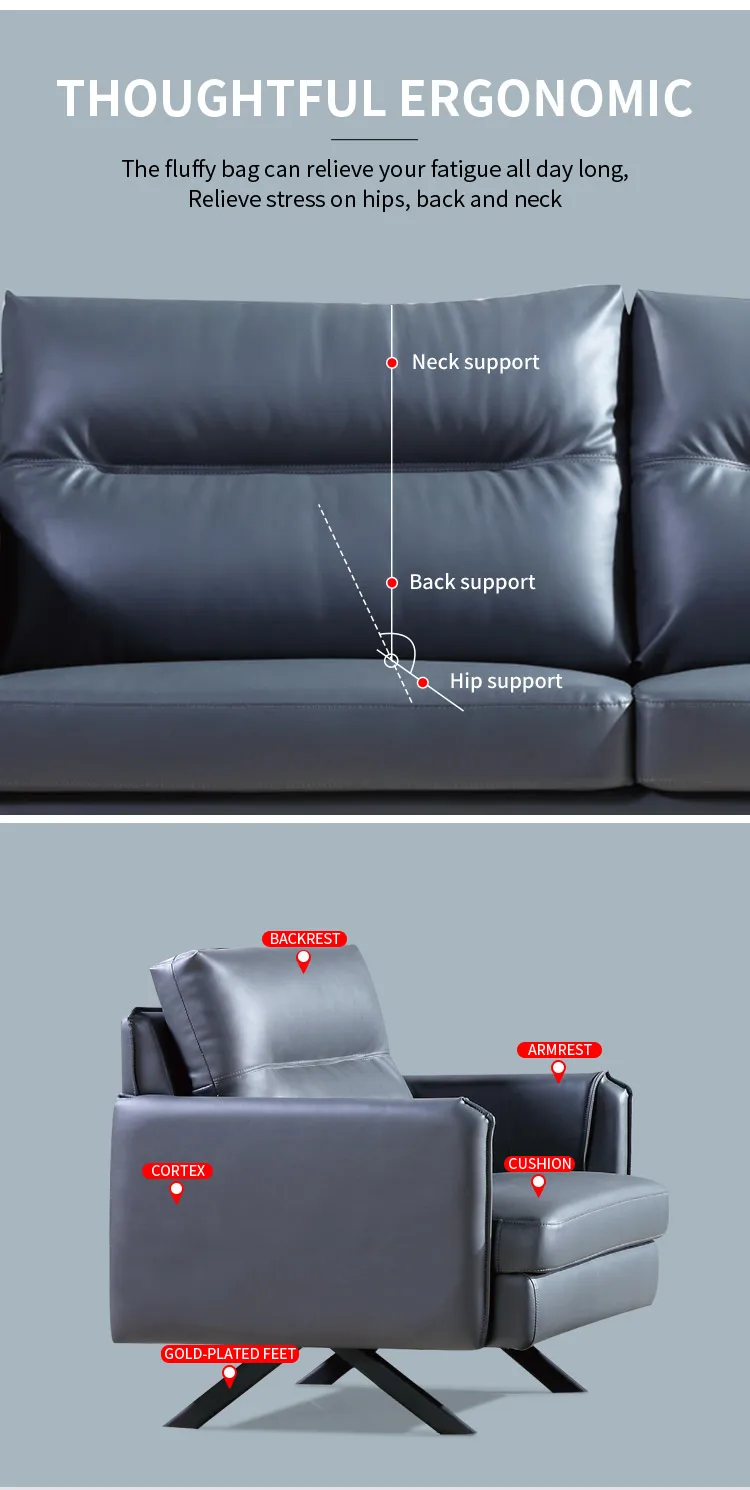 Pengpai Custom Seat Italy Leather Sofas Lounge Sofa Set