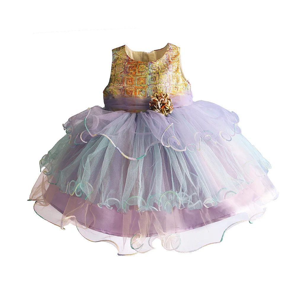 

New Lace Waist Flower Baby Baptism Princess Layered Dresses