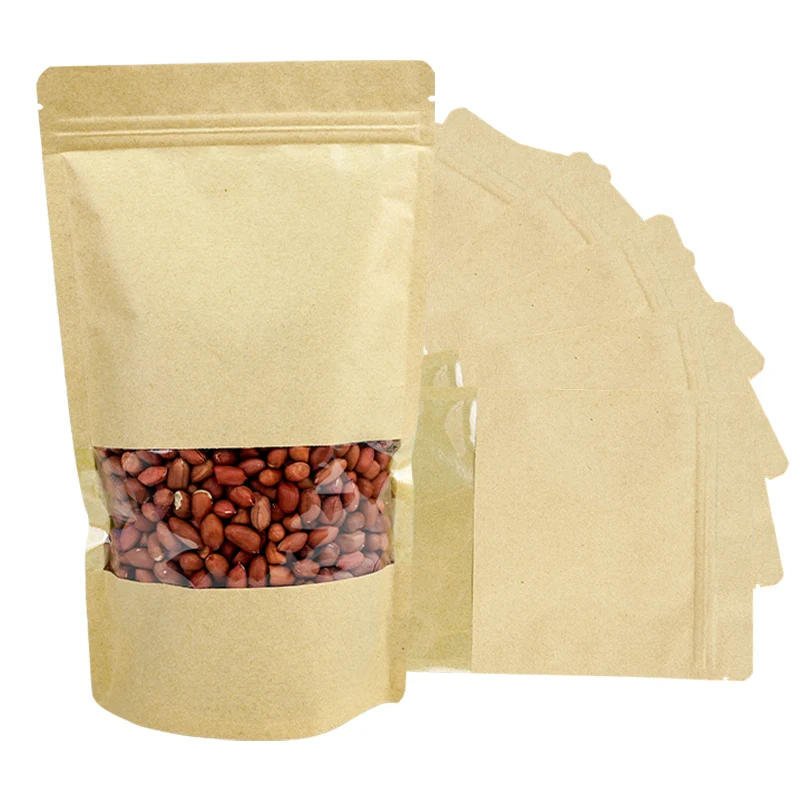 

Bolsas kraft coffee bags ziplock bag paper food packaging stand up pouch kraft paper bag with window