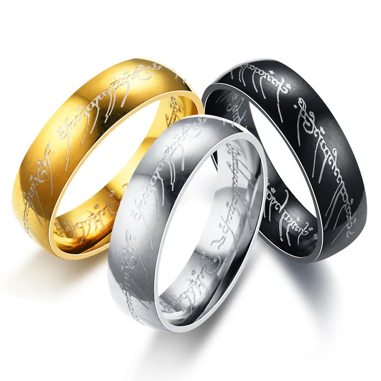 

2021 Couple Rings Men Women Magic Lord of the Rings Gold Plated Stainless Steel Rings