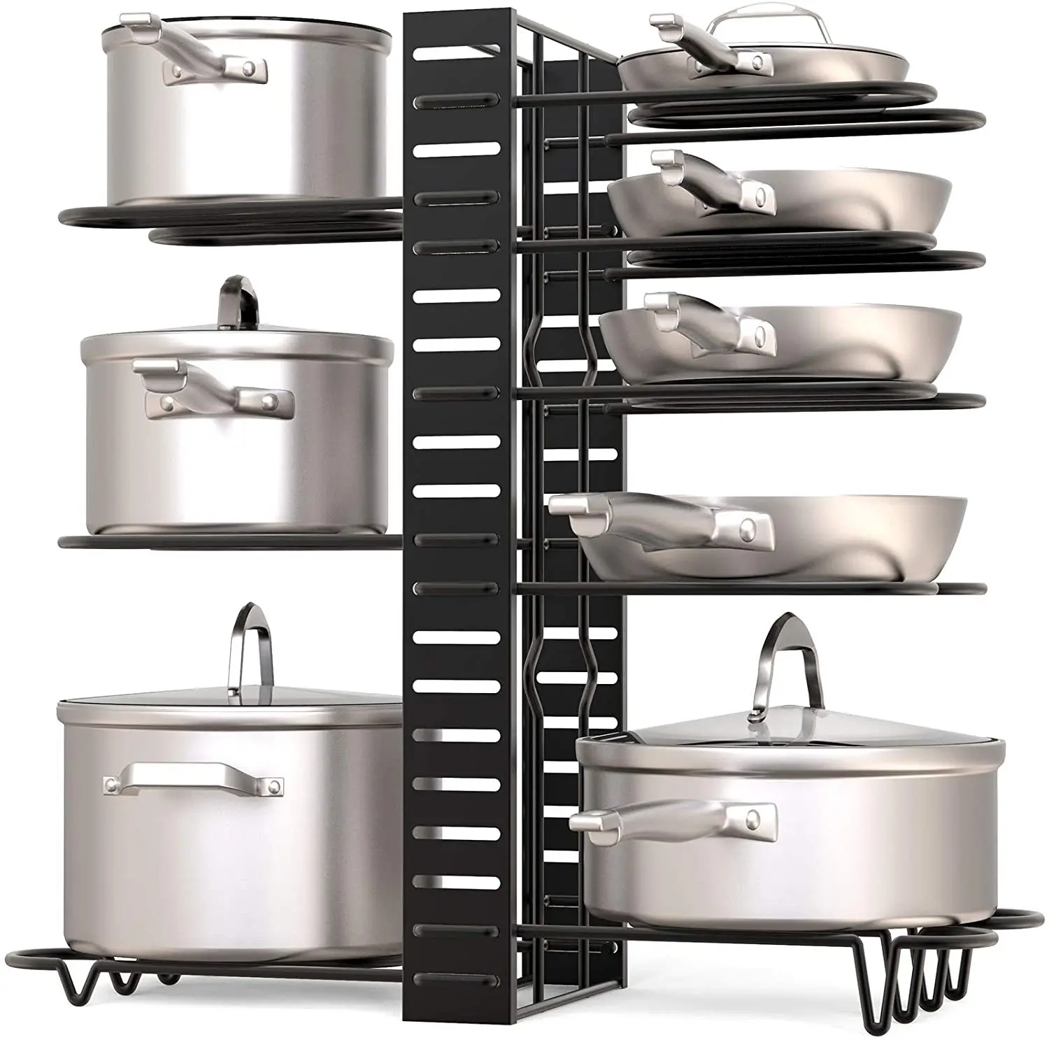 

Amazon hot sale High Quality Adjustable kitchen Multilayer Folding Storage Rack Iron MultiFunction Bilateral Pot Rack