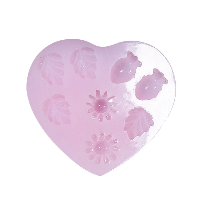 

Love heart flowers leaf silicone resin mold cake fudge chocolate mold baking decoration tool, Pink